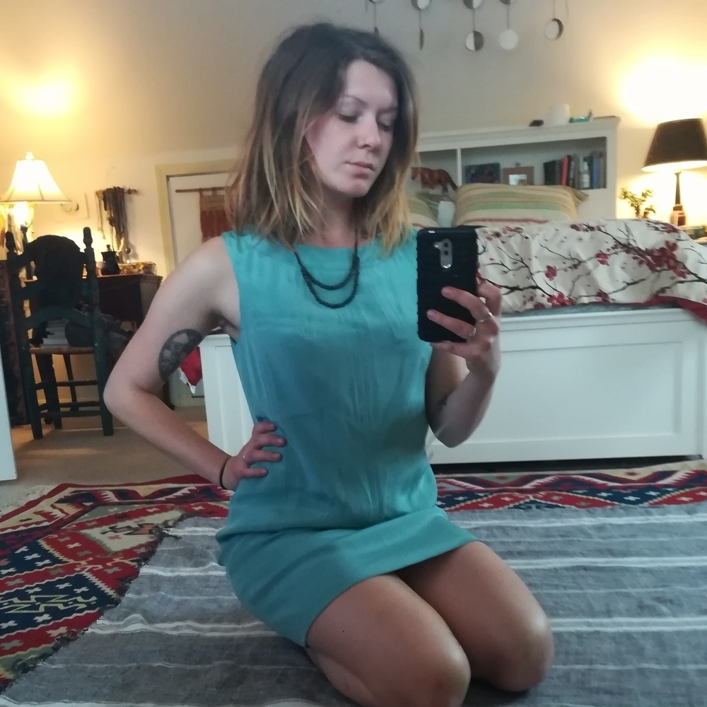 Robin's egg blue shift dress